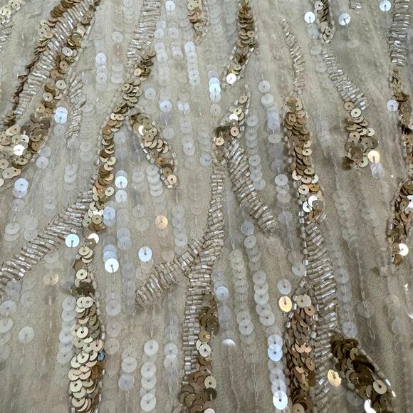 Mac Duggal NWT Women's 14 Sequined V Neck Flutter Sleeve Tea Length Dress 93591 - Picture 14 of 16